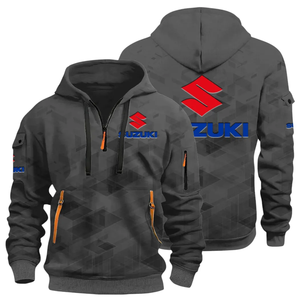 Racing Vibe Hoodie Half Zip 3D Print, Sporty & Casual Everyday Wear Hoodie CAR514 - Dark Gray