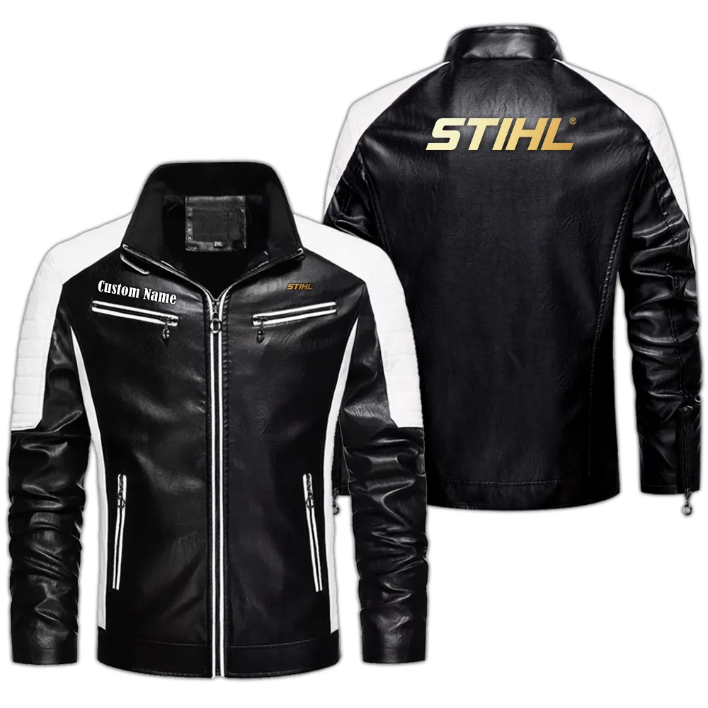Rally-Inspired Vehicle Men's Pu Leather Jacket, Auto-Inspired PU Leather Style CAR040 - Black