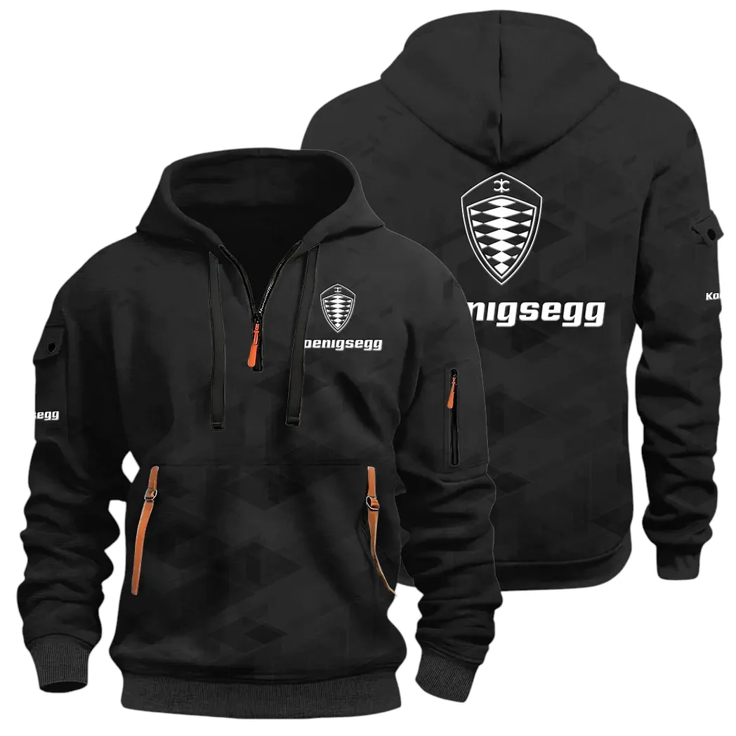 Record-Breaking Auto Hoodie Half Zip 3D Print, Lightweight & Comfortable Streetwear Hoodie CAR514 - Black
