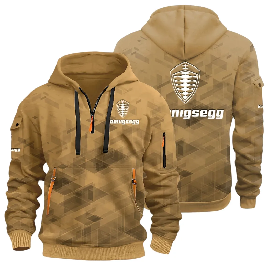 Record-Breaking Auto Hoodie Half Zip 3D Print, Lightweight & Comfortable Streetwear Hoodie CAR514 - Khaki