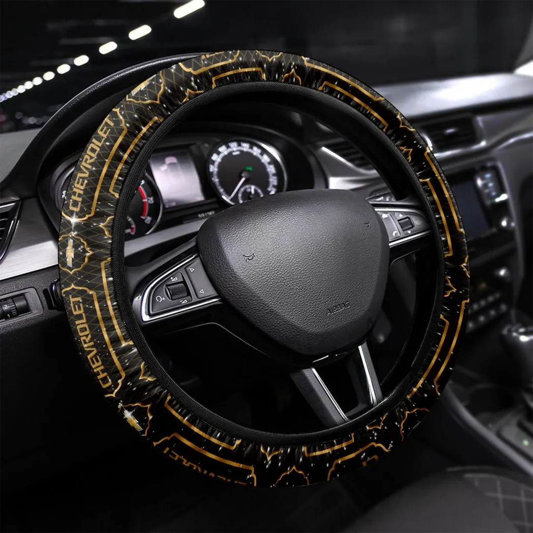 Reliable Family Car Steering Wheel Cover 3D Print, Sleek Leather Car Wheel Cover CAR550 - Yellow