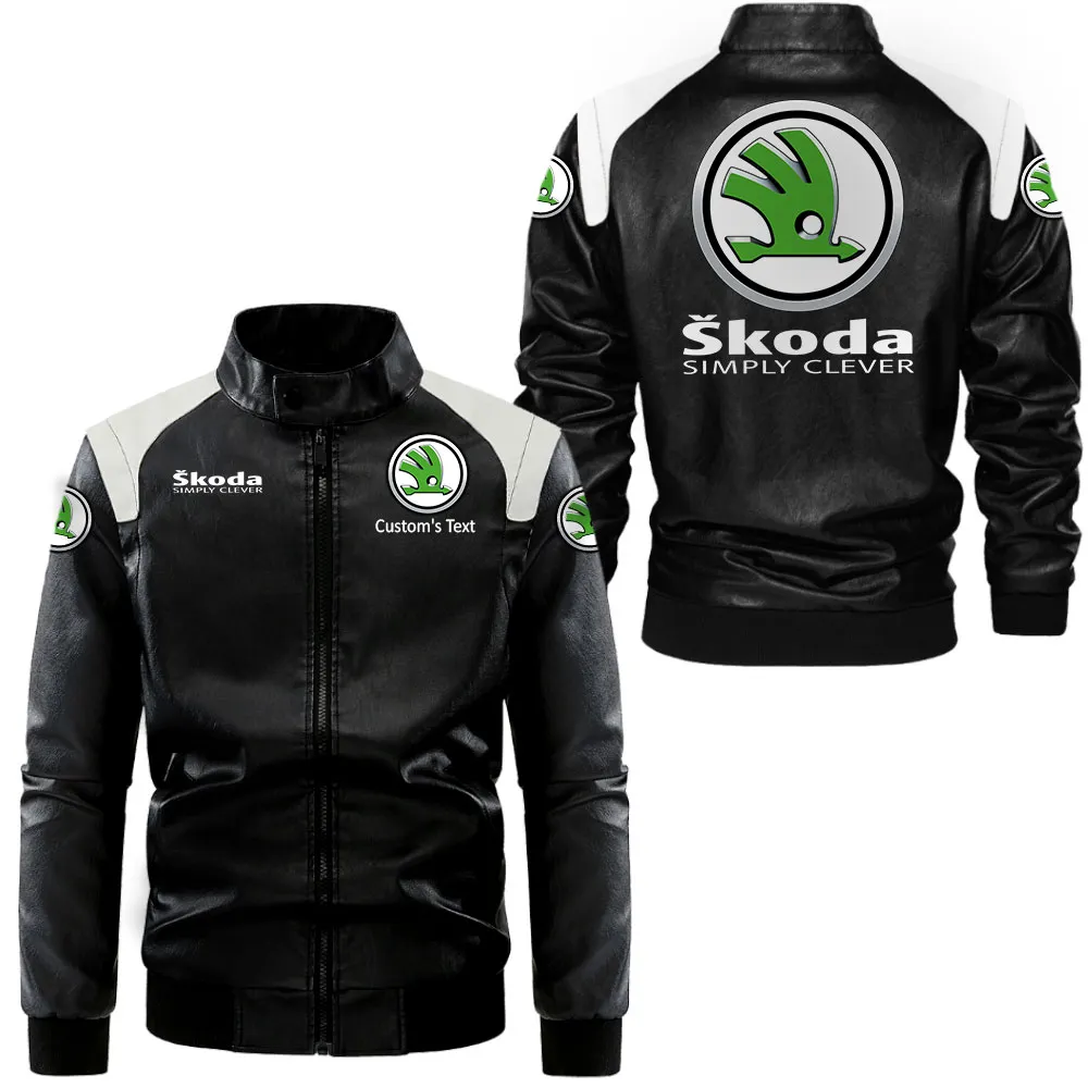 Reliable Vehicle Black And White Leather Jacket, Car Culture Leather Jacket CAR080
