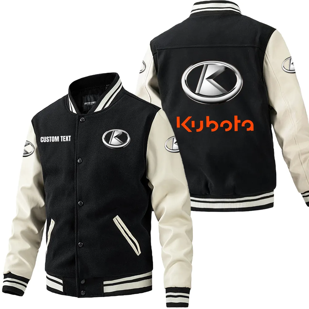 Reliable Work Tractor Leather Baseball Jacket, Varsity Spirit Rider Style CAR180 - Black White