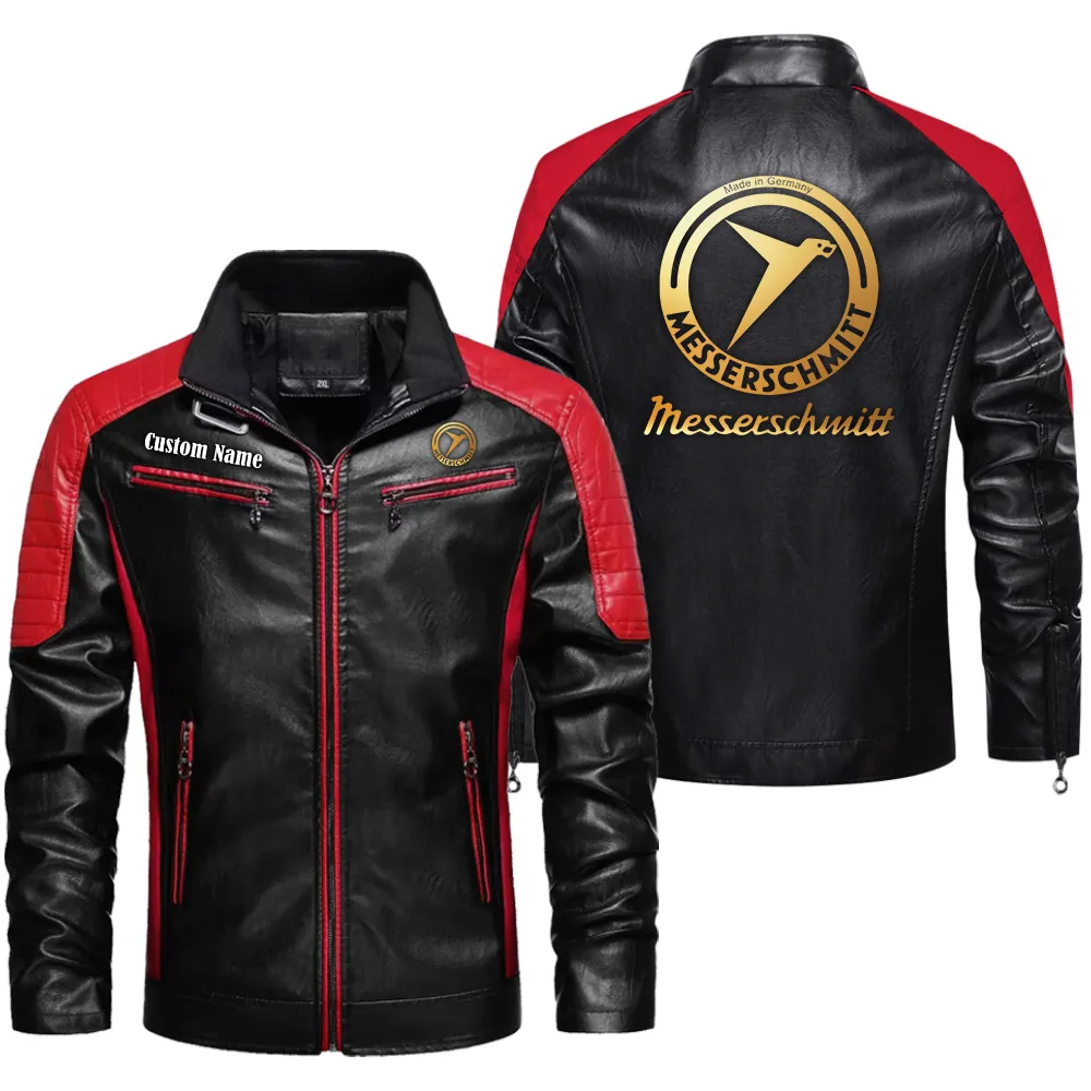 Retro Bubble Car Men's Pu Leather Jacket, Motorcycle Spirit PU Style CAR040 - Red
