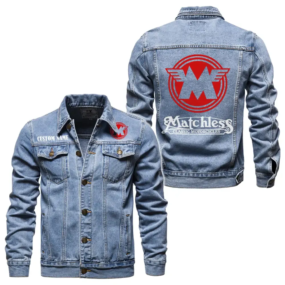 Retro Motion Denim Jacket, All-Season Denim for Riders CAR190 - Light Blue