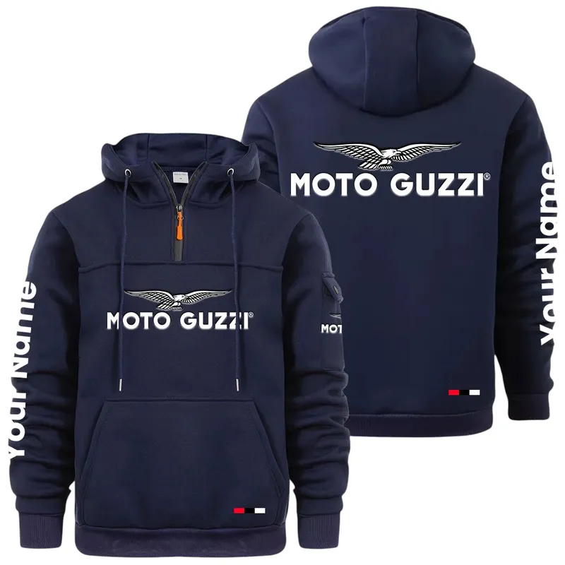 Retro Motorcycle Large Pocket Hoodie, Automotive Spirit Pocket Hoodie CAR514 - Navy