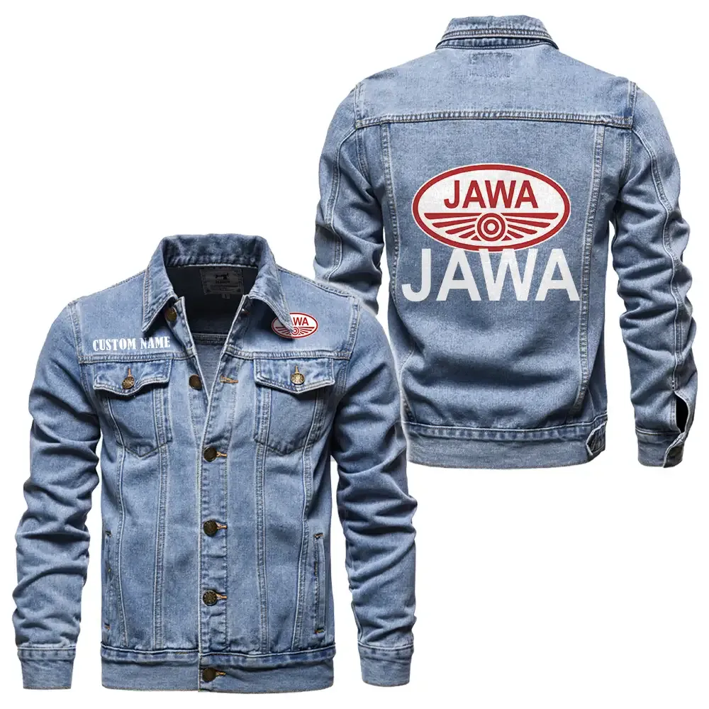 Retro Spirit Denim Jacket, All-Season Denim for Riders CAR190 - Light Blue