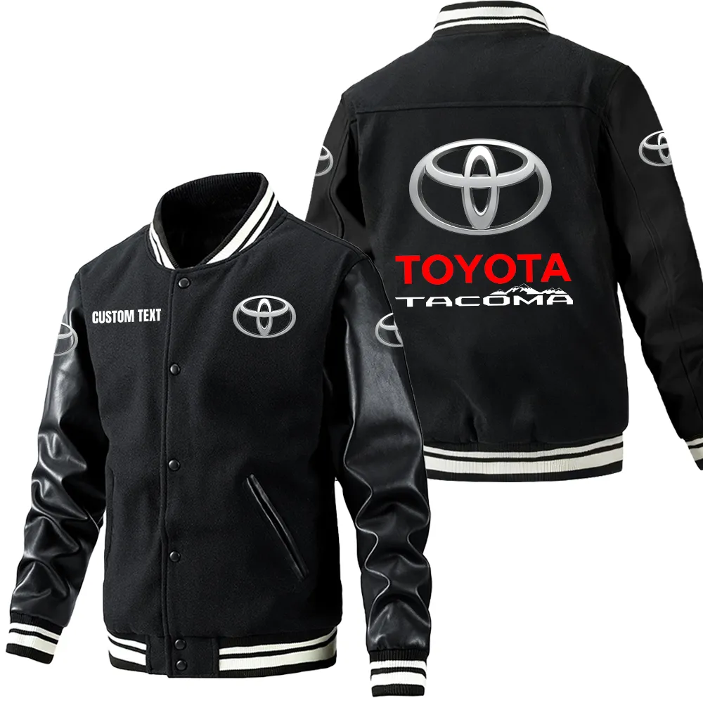 Rugged 4x4 Leather Baseball Jacket, Varsity Spirit Rider Style CAR180 - Black