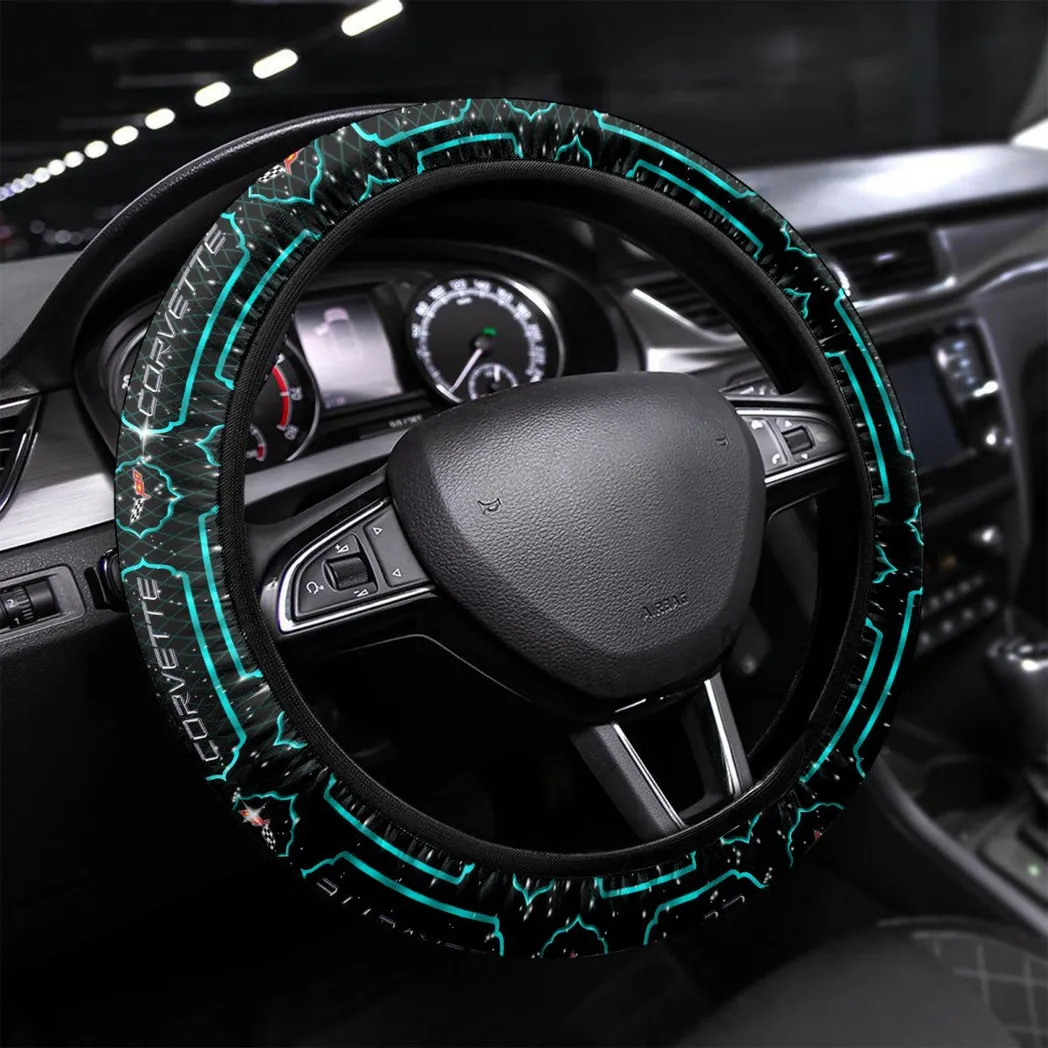 Sleek Sports Coupe Steering Wheel Cover 3D Print, Motorsport Style Steering Cover CAR550 - Cyan