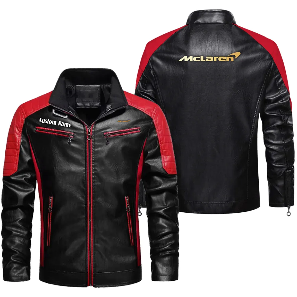 Speed Legend Men's Pu Leather Jacket, Motorcycle Spirit PU Style CAR040 - Red