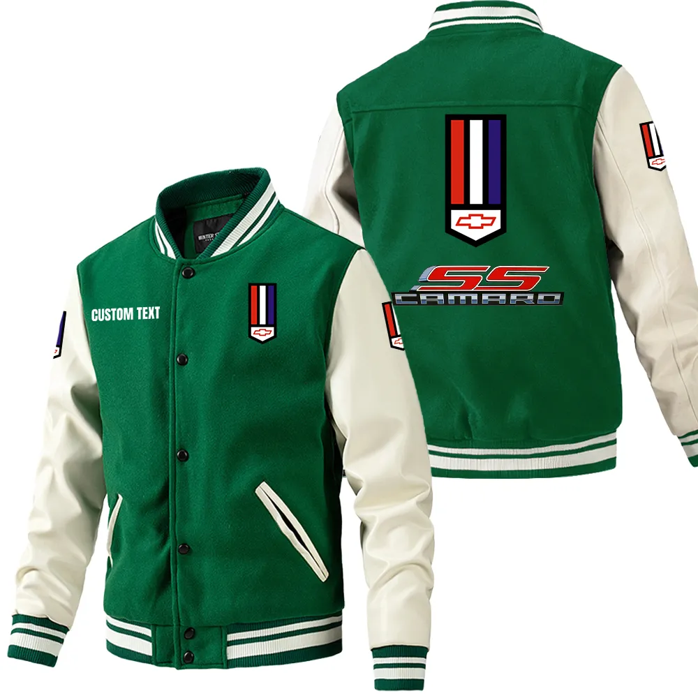 Sport Coupe Leather Baseball Jacket, Driven Look Leather Edge CAR180 - Green