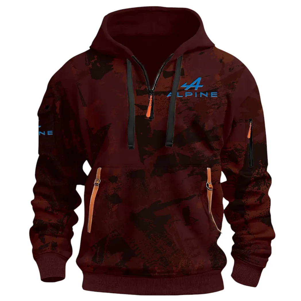 Sports Car Hoodie Half Zip 3D Print, Lightweight & Casual Comfort Hoodie CAR514 - Dark Red - Image 2