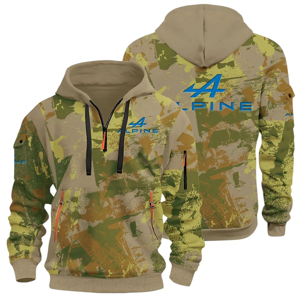 Sports Car Hoodie Half Zip 3D Print, Lightweight & Casual Comfort Hoodie CAR514 - Khaki