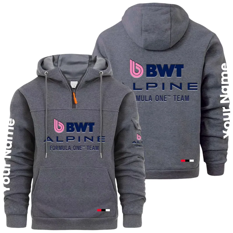 Sports Car Large Pocket Hoodie, Quarter-Zip Hoodie for Drivers CAR514 - Dark Gray