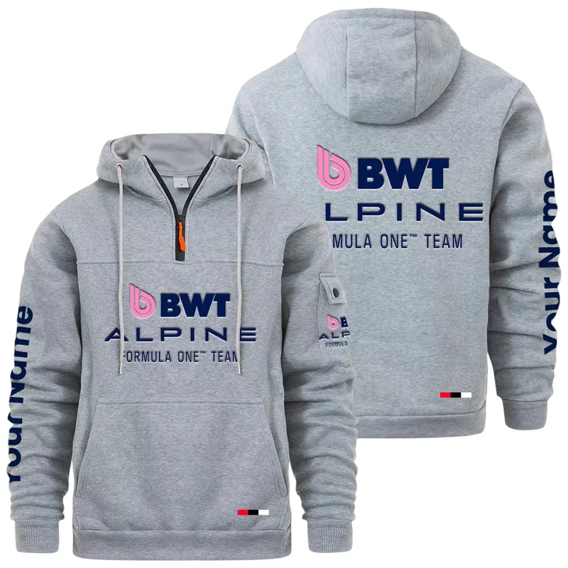 Sports Car Large Pocket Hoodie, Quarter-Zip Hoodie for Drivers CAR514 - Light Gray