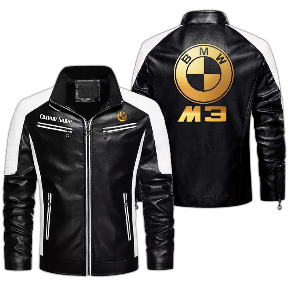 Sports Car Men's Pu Leather Jacket, Streetwear Edge PU Jacket CAR040 - Black