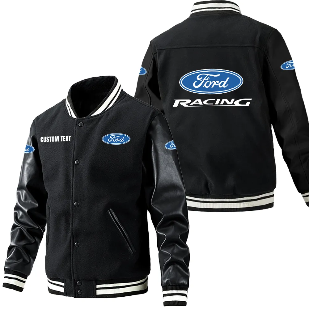 Strong Built Leather Baseball Jacket, Ride Bold Leather Ready CAR180 - Black