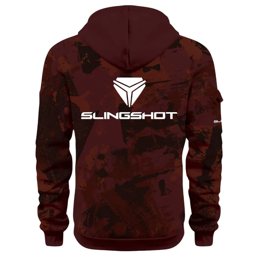 Strong Style Hoodie Half Zip 3D Print, Casual Street-Ready Hoodie CAR514 - Dark Red - Image 3