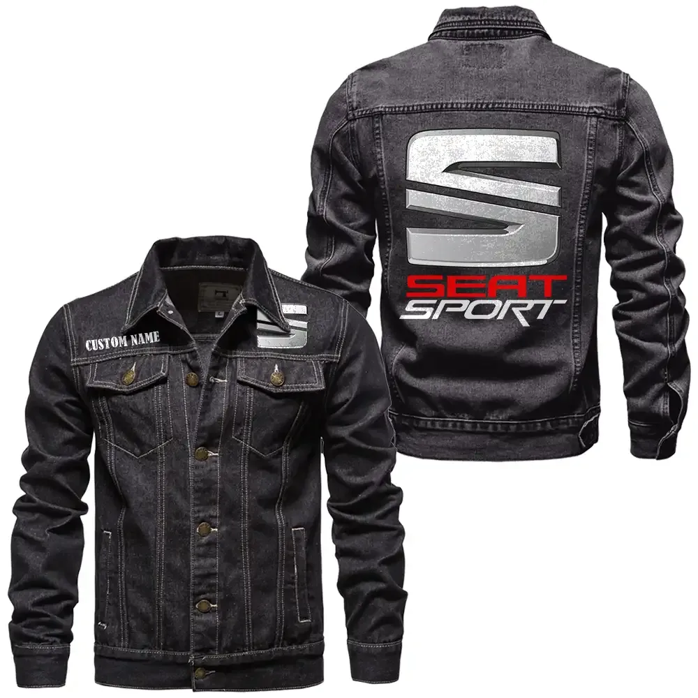 Stylish Sedan Denim Jacket, Rugged Jacket Garage Comfort CAR190 - Black