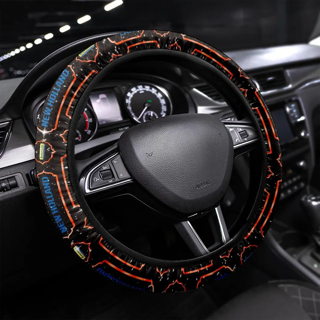 Tillage Equipment Steering Wheel Cover 3D Print, Sleek Leather Car Wheel Cover CAR550 - Orange