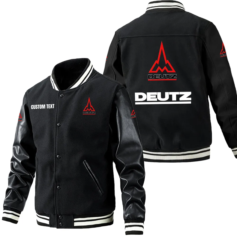 Tillage Tractor Leather Baseball Jacket, Durable Rider Leather Jacket CAR180 - Black