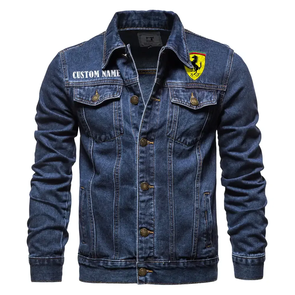 Track-Ready Sports Car Denim Jacket, Denim Spirit for Drivers CAR190 - Dark Blue