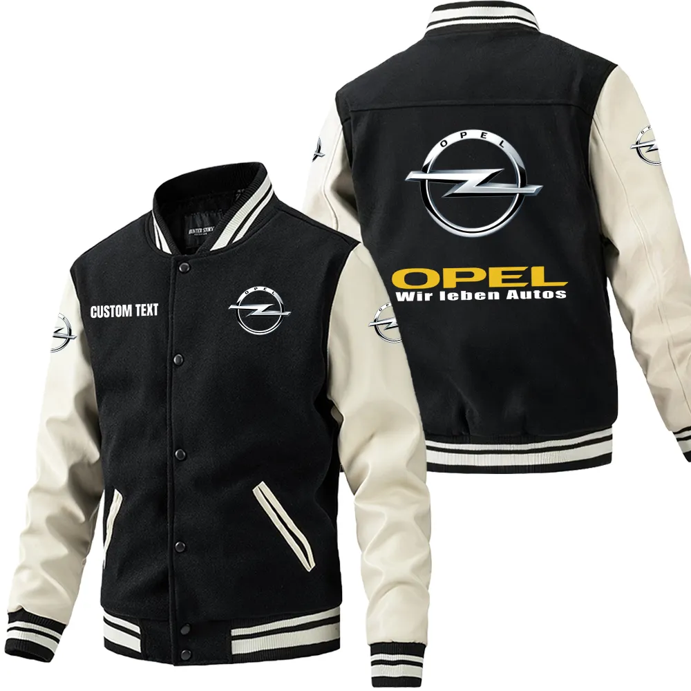 Urban Car Leather Baseball Jacket, Ride Bold Leather Ready CAR180 - Black White