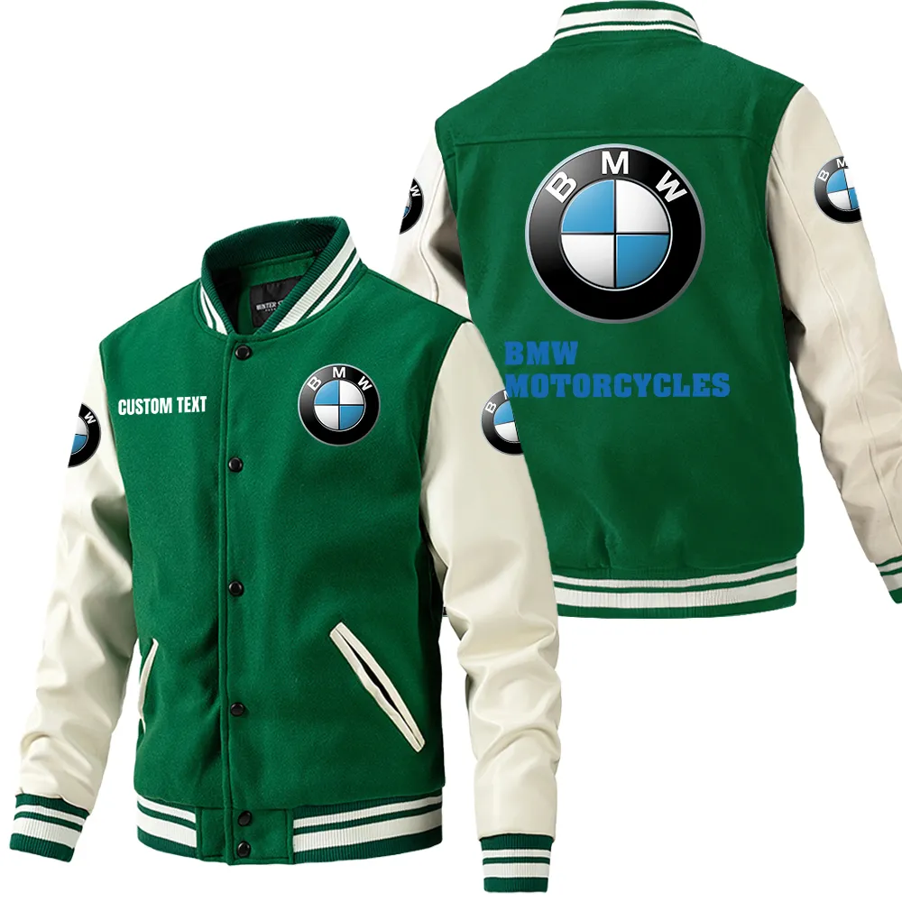 Urban Two-Wheeler Leather Baseball Jacket, Streetwear Leather for Riders CAR180 - Green