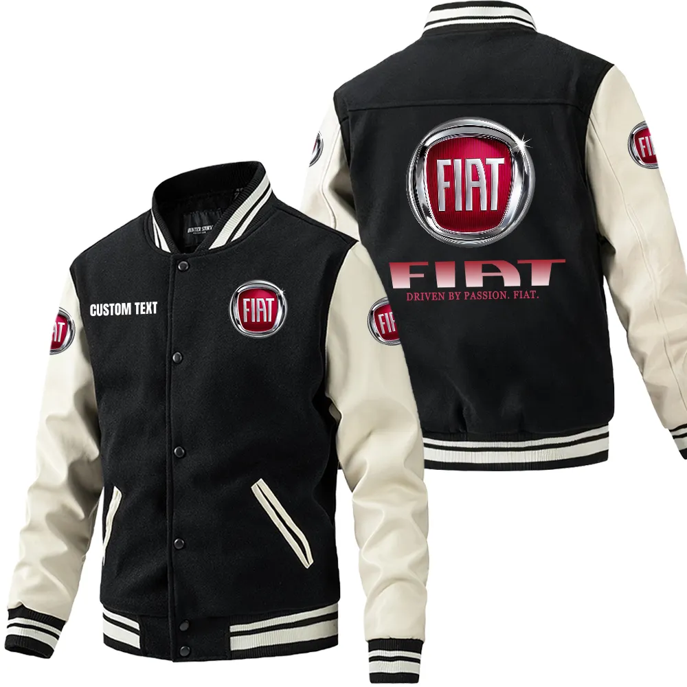 Urbanova Cars Leather Baseball Jacket, Varsity Spirit Rider Style CAR180 - Black White