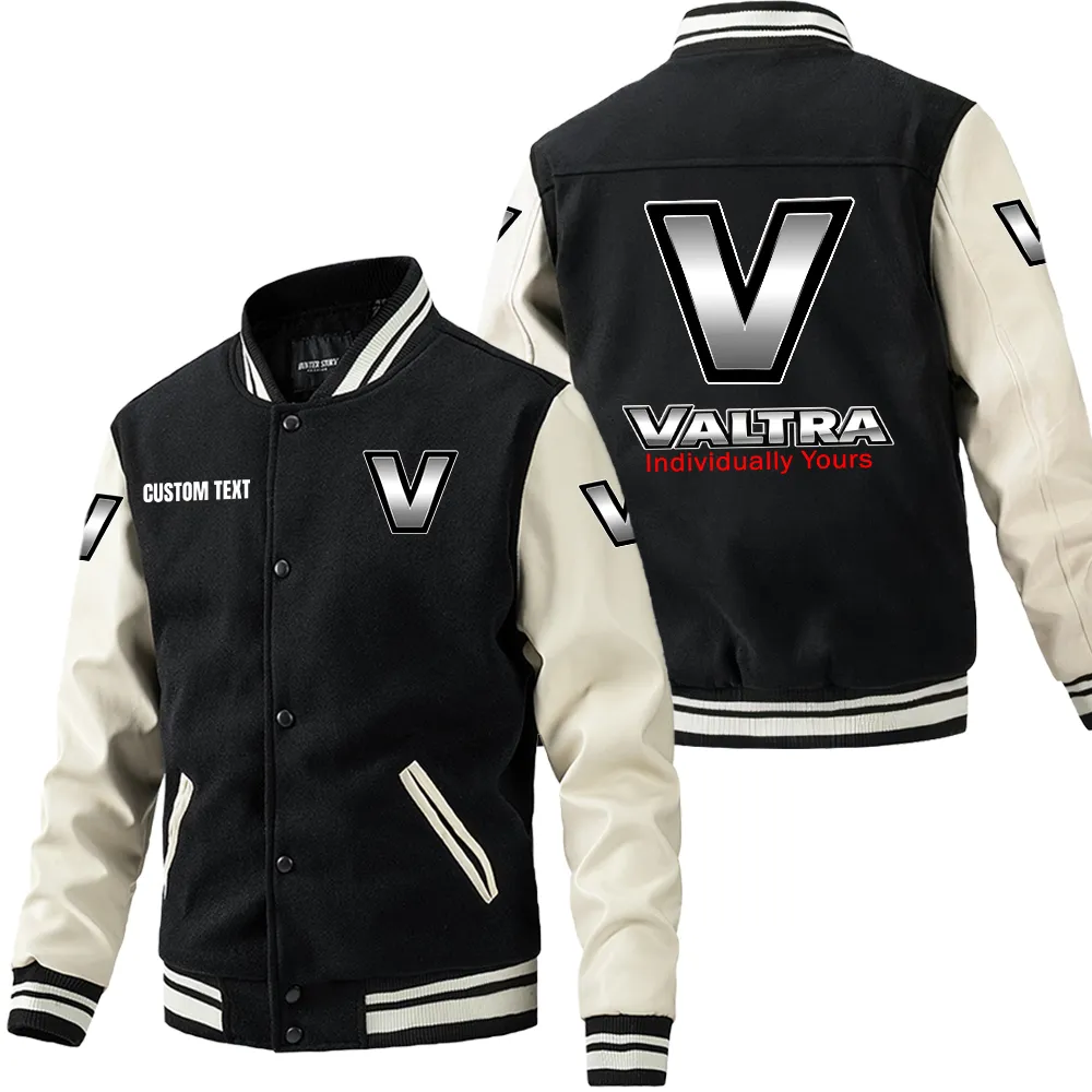 Versatile Crop Tractor Leather Baseball Jacket, Ride Bold Leather Ready CAR180 - Black White