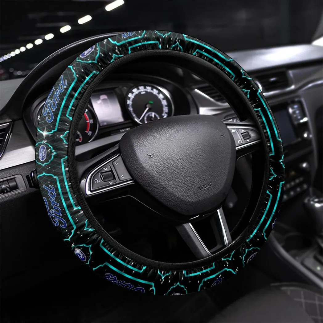 Vintage Ride Steering Wheel Cover 3D Print, Custom Road Grip Cover CAR550 - Cyan