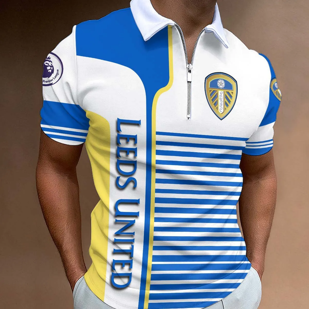 White Shirt Army Zipper Polo Shirt, Premium Fan Zipper Polo EPL330