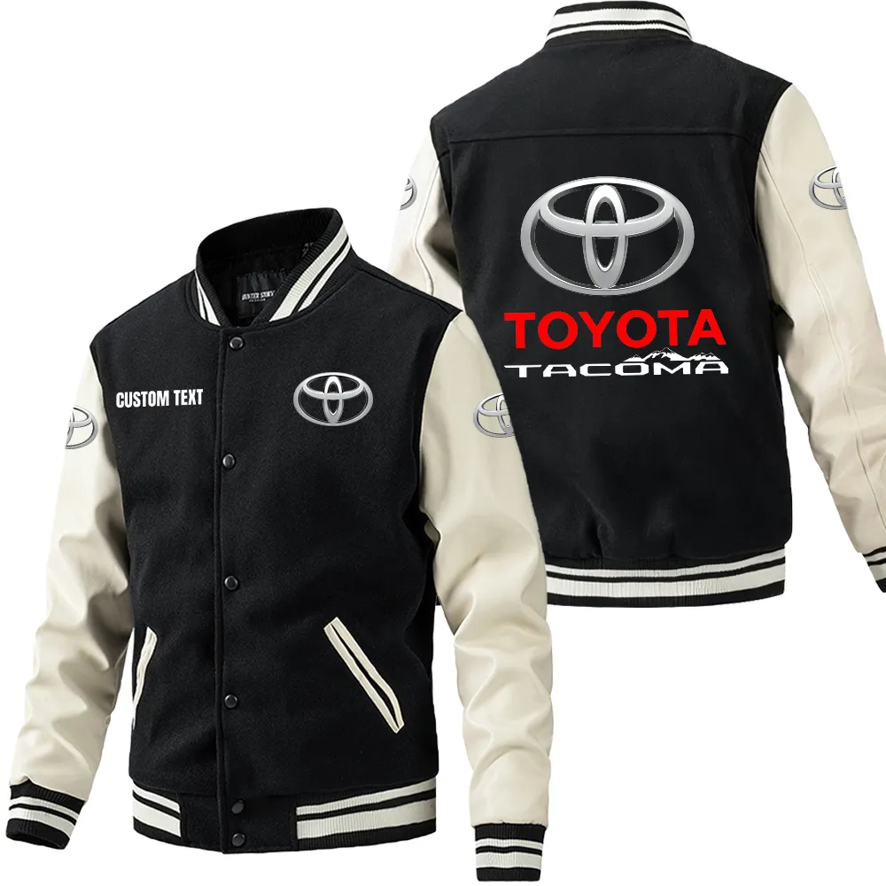 Work Truck Leather Baseball Jacket, Classic Varsity Leather Jacket CAR180 - Black White